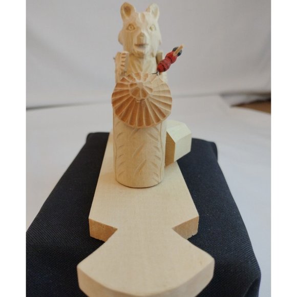 Art Vintage Wooden Hand Made Mechanical Bear Toy Poshmark